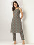 Multicolour Pure Cotton Ethnic Motifs Printed Straight Kurta Pant Set